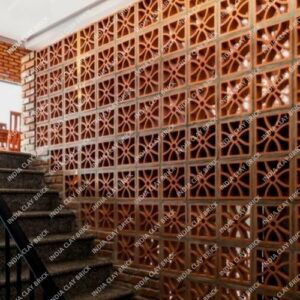 Natural Terracotta Clay Petal Screen Block Interior Staircase Partition Jali