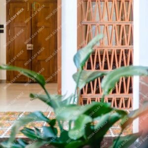 Natural Terracotta Clay W Shape Screen Block Outdoor Partition Jali
