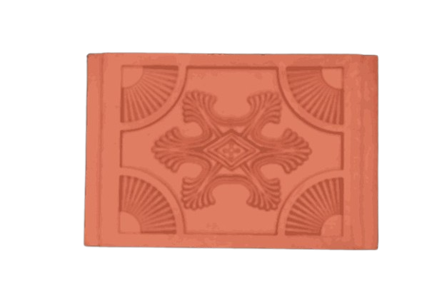 Red Color Flower Pattern Unglazed Terracotta Clay Roof Ceiling Tile