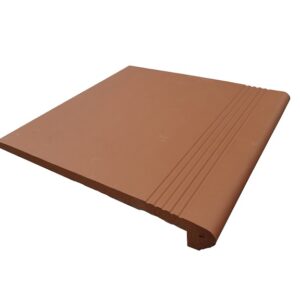 Red Terracotta Plain Surface Bull Nose Square Unglazed Terracotta Clay Staircase Step Floor Tile