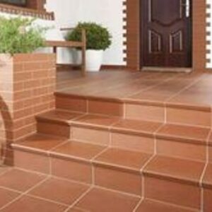 Red Terracotta Plain Surface Bull Nose Square Unglazed Terracotta Clay Staircase Step Floor Tile