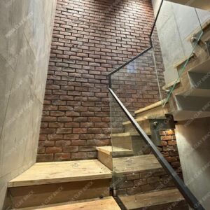 Handmade Natural Rough Textured Burnt Red Terracotta Clay Double Height Wall Cladding Brick Tile