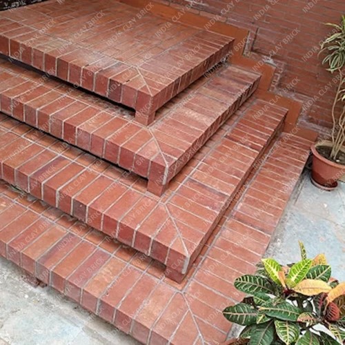 Plain Red Natural Terracotta Clay Brick Staircase Paver