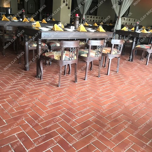 Plain Surface Antique Burnt Red Natural Terracotta Clay Brick Restaurant Floor Tile