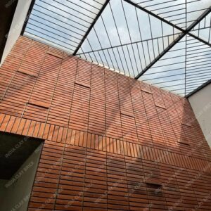 Antqiue Burnt Brown Natural Terracotta Clay Brick Double Height Wall Cladding Tile