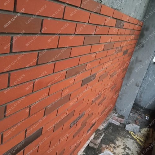 Dark Brown Mixed Plain Red Natural Clay Terracotta Brick Boundary Wall Cladding Tile